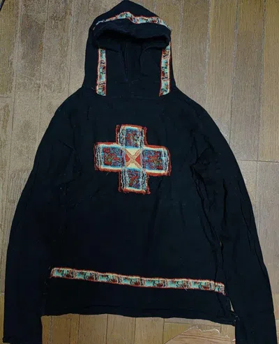 Pre-owned Kapital Embroidered Design Long Sleeve Hoodie Black 2