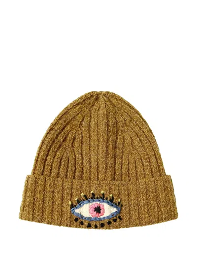 Kapital Embroidered-eye Knit Beanie Hat In Brown