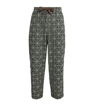 Kapital Embroidered Folk Dojo Straight Trousers In Green