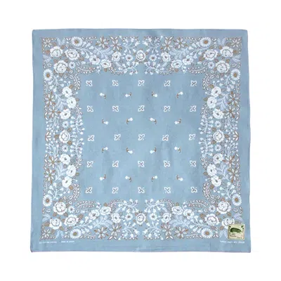 Pre-owned Kapital Fastcolor Selvedge Bandana (churchill Garden) 'sax' | Blue | Men's Size Onesize