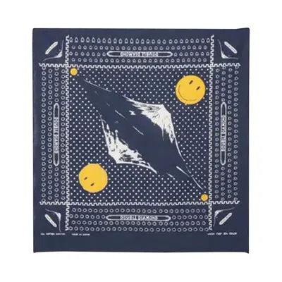 Pre-owned Kapital Fastcolor Selvedge Bandana (mirrored Fuji Smile) 'navy' In Blue