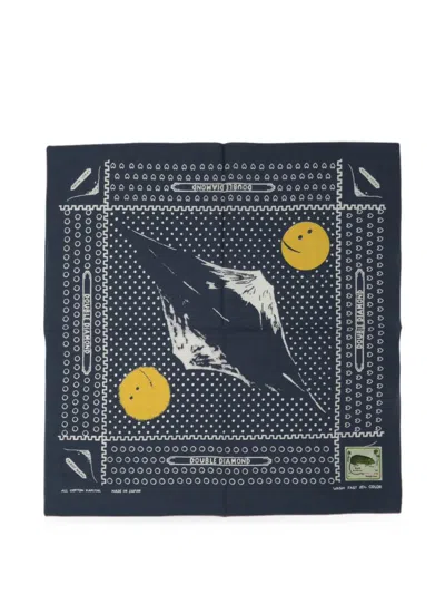 Kapital Fastcolor Selvedge Graphic-print Cotton Scarf In Blue