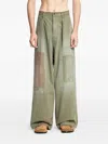 Kapital Herringbone Fatigue Baggy Pants In Green