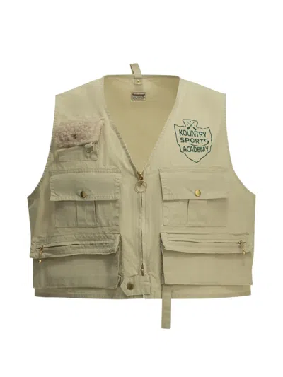 Kapital Fishing Multi-pocket Logo-print Vest In Neutral