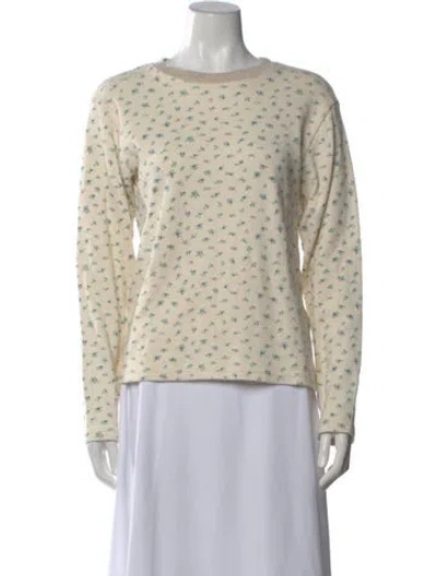 Pre-owned Kapital Floral Print Crew Neck Sweater In Neutral