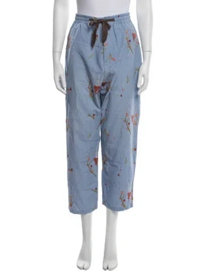 Pre-owned Kapital Floral Print Pants In Blue