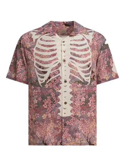 Kapital Floral-print Skeleton Shirt In Pink