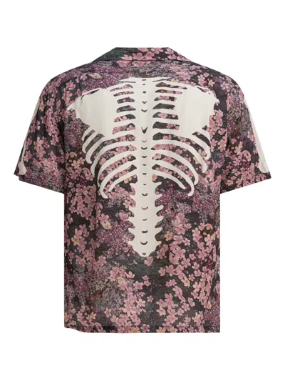 Kapital Floral Skeleton Shirt In Pink