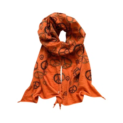 Pre-owned Kapital Fulling Wool Happy Scarf 'orange' In Yellow