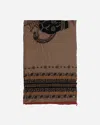 Kapital Fulling Wool Scarf (coptic Skull) In Beige