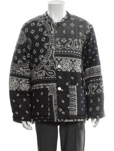 Pre-owned Kapital Gauze Bandana Patchwork Quilt Samue Graphic Print Coat In Blue