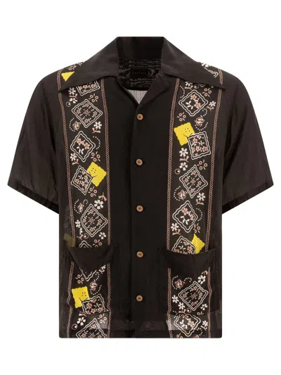 Kapital Gauze Bandana Patchwork Shirts Black