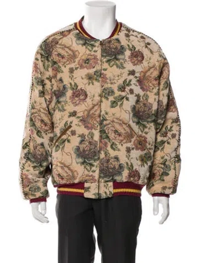Pre-owned Kapital Gobelin Souvenir Floral Print Bomber Jacket In Neutral