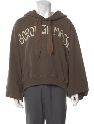 Pre-owned Kapital Graphic Print Crew Neck Hoodie In Brown