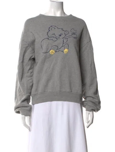 Pre-owned Kapital Graphic Print Crew Neck Sweatshirt In Grey