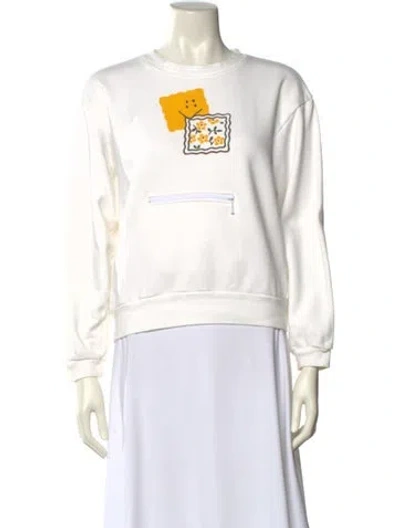 Pre-owned Kapital Graphic Print Crew Neck Sweatshirt In White