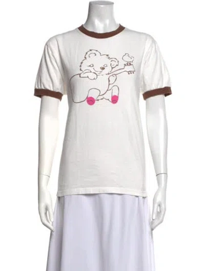 Pre-owned Kapital Graphic Print Crew Neck T-shirt In White