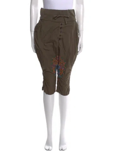 Pre-owned Kapital Graphic Print Straight Leg Pants In Green