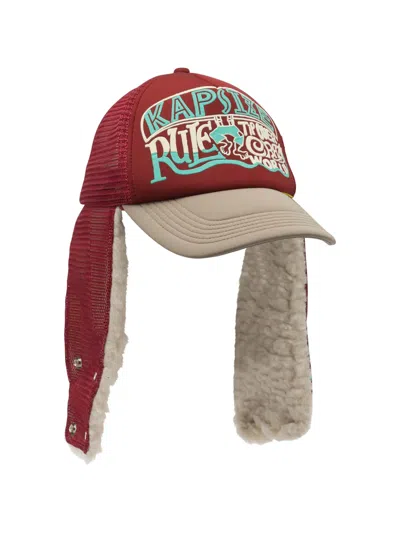 Kapital Graphic Shearling Hat In Red