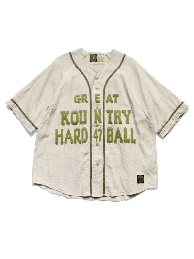 Pre-owned Kapital Great Kountry Baseball Jersey Shirt In Beige