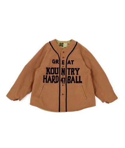 Pre-owned Kapital Great Kountry Night Game Canvas Lined Baseball Shirt In Gold