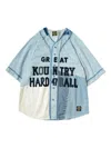 Kapital Appliquéd Embroidered Patchwork Denim Shirt In Blue