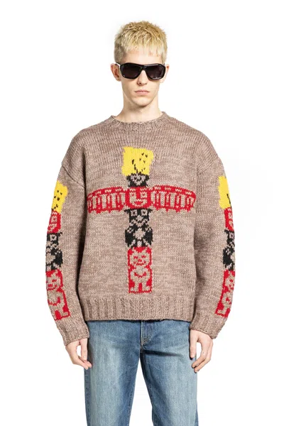 Kapital Hans Knit Peckish Totem Pole Cowichan Sweater In Brown