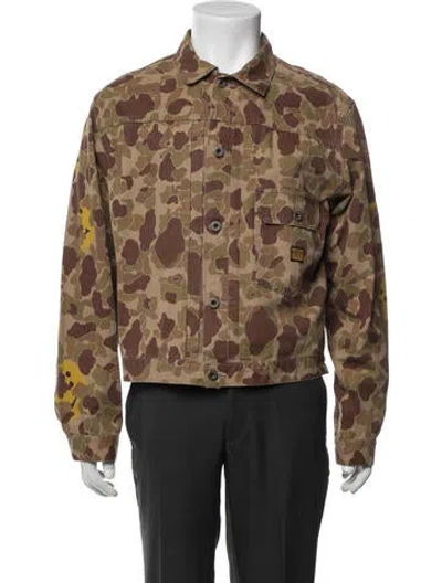 Pre-owned Kapital Happy Peek-a-boo Camo Camouflage Print Denim Jacket In Brown