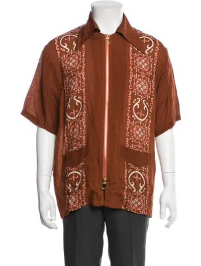 Pre-owned Kapital Havananaja Drizzle Cuba Printed Dress Shirt In Brown