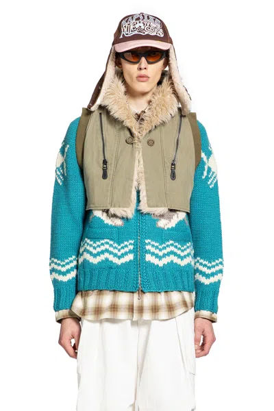 Kapital Herringbone Ring Coat Lining Hoodie In Green