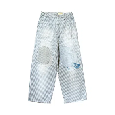 Pre-owned Kapital Hickoree Stripe Painter Port Baggy Pants (champetre Remake) 'blue' | Men's Size 3