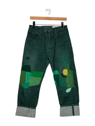 Pre-owned Kapital High-rise Straight Leg Jeans In Green