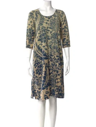Pre-owned Kapital Idg Damask Flannel Knee-length Dress W/ Tags In Blue