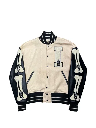 Kapital I-five Bone-patch Varsity Jacket In Neutral