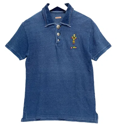 Pre-owned Kapital Indigo Totem Beaded Polo Shirt