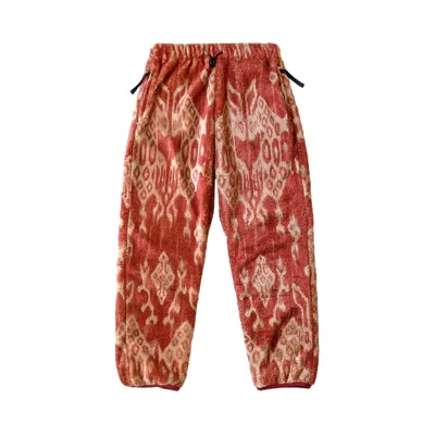 Pre-owned Kapital Java Kasuri Fleece Easy Pants 'red' | Men's Size 2