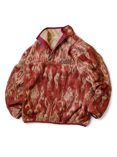 Pre-owned Kapital Java Kasuri Zip Fleece Jacket In Red