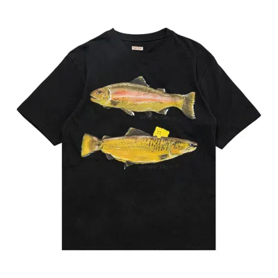 Pre-owned Kapital Jersey Crew T (two Trouts Peckish Rainbowy) 'black' | Men's Size M