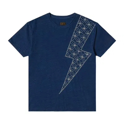 Pre-owned Kapital Jersey Crew Tee (thunder Sashiko) 'indigo' | Blue | Men's Size 4
