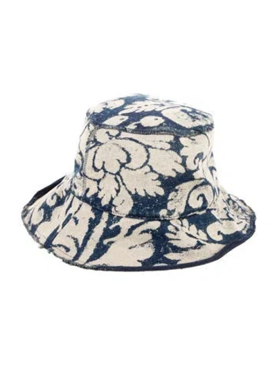 Pre-owned Kapital Jersey Damask Short Brim Bucket Hat In Blue
