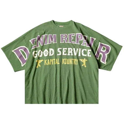 Pre-owned Kapital Jersey Huge T-shirt (denim Repair) 'green' | Men's Size 1