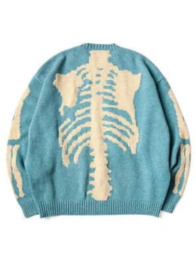 Pre-owned Kapital K Kapital 5g Wool Bone Crew Sweater In Blue