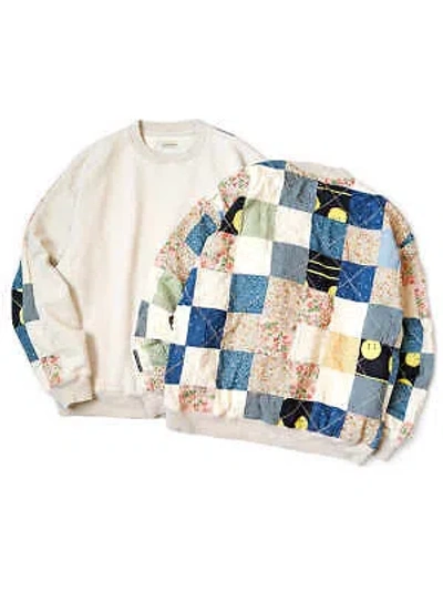 Pre-owned Kapital K Kapital Top Fleece X Profile Rainbowy Quilt 2tone Big Sweatshirt Sweater In Kinari