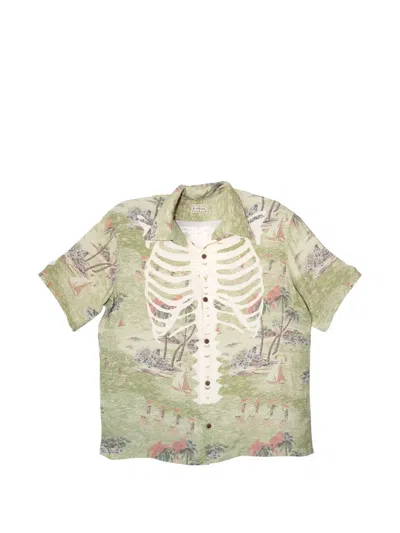 Kapital Kamehameha Bone Aloha Shirt In Green