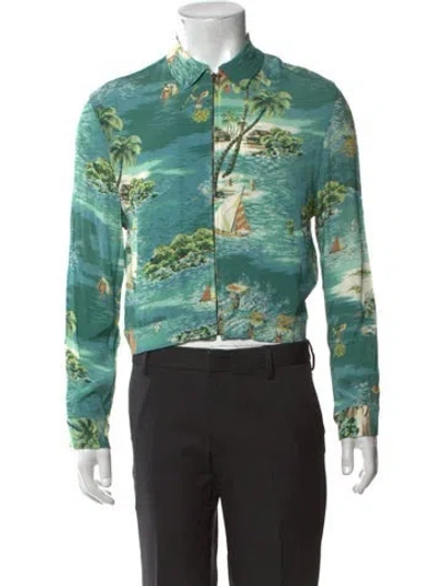 Pre-owned Kapital Kamehameha Drizzler Graphic Print Jacket In Green
