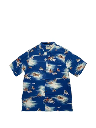Kapital Kamikaze Aloha Short-sleeve Shirt In Blue