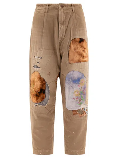 Kapital Men's "katsuragi Gypsy Patch Remake" Trousers In Tan