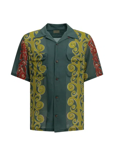 Kapital Kona Tree Floral-print Camp-collar Shirt In Green