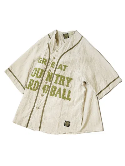 Pre-owned Kapital Kountry Kapital 2022 Fw Web Only Linen Great Kountry Baseball Shirt In Beige