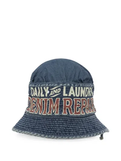Kapital Laundry Logo-print Bucket Hat In Blue